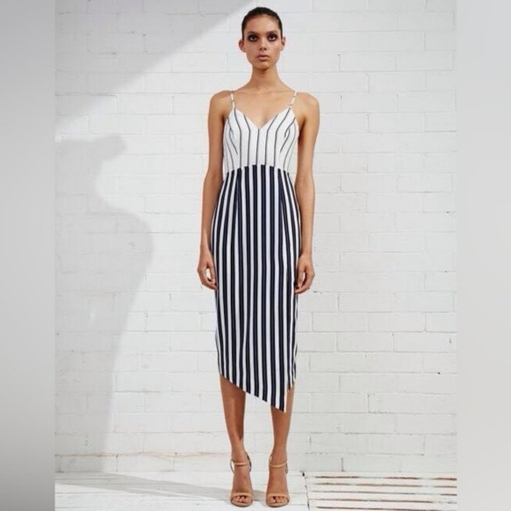 BARDOT Sienna White Lace Overlay Satin Midi Dress NWT